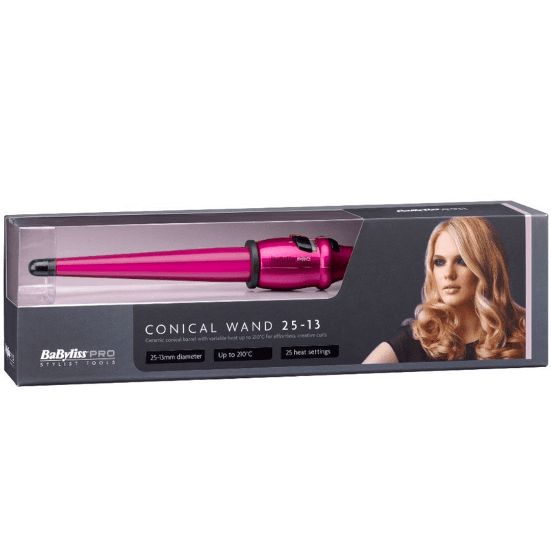 BABYLISS PRO DIAL A HEAT CONICAL WAND PINK 25-13MM